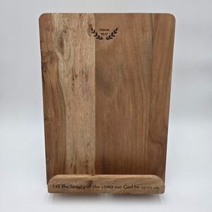 NICE! Mary & Martha Acacia Wood Cookbook Tablet Book Stand Engraved Psalm 90:17